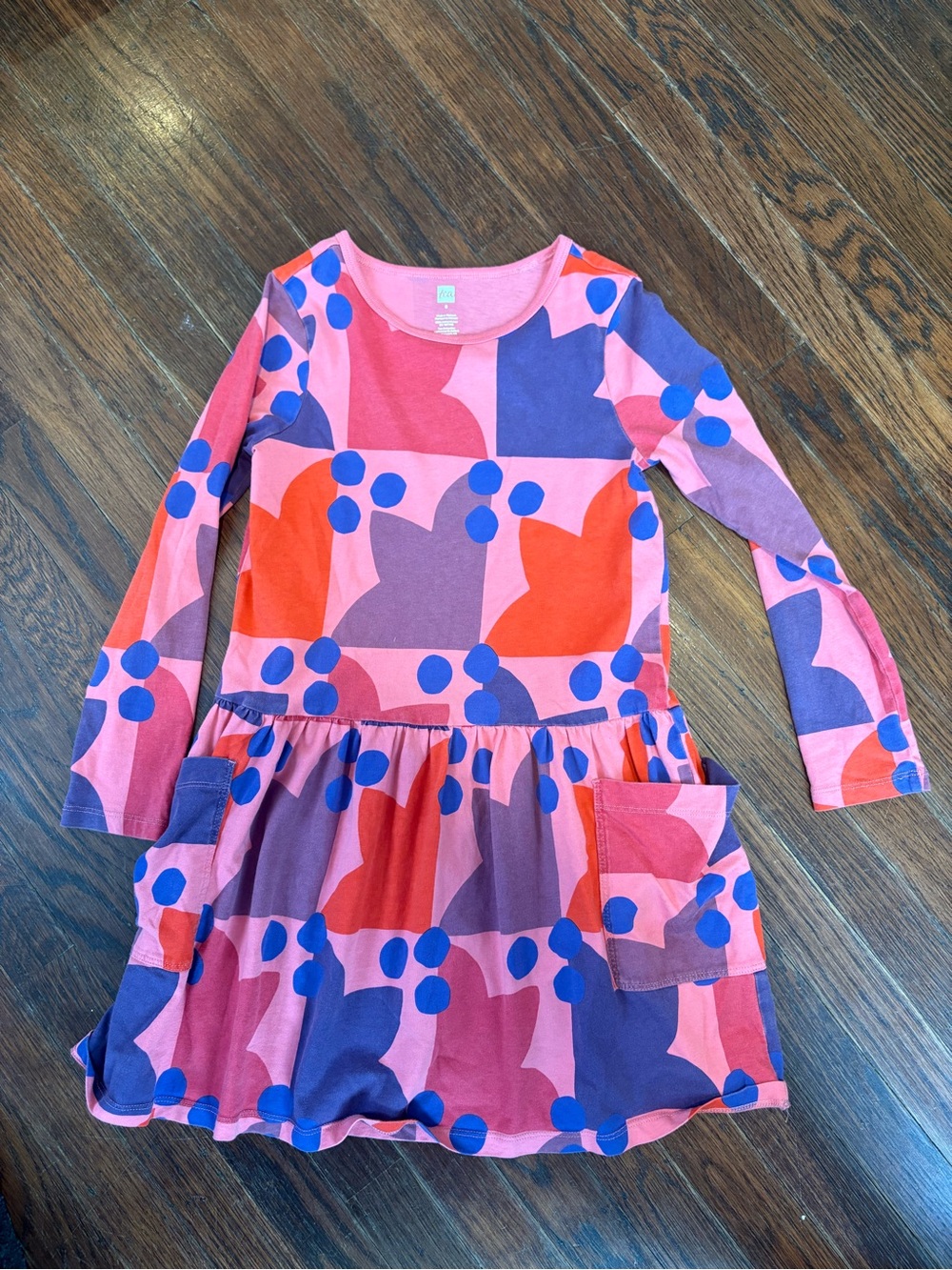 Tea Collection Pink, Purple & Blue Patterned Long-Sleeve Dress